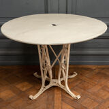 Table en tôle peinte salon de jardin ferronnerie 1950 piétement