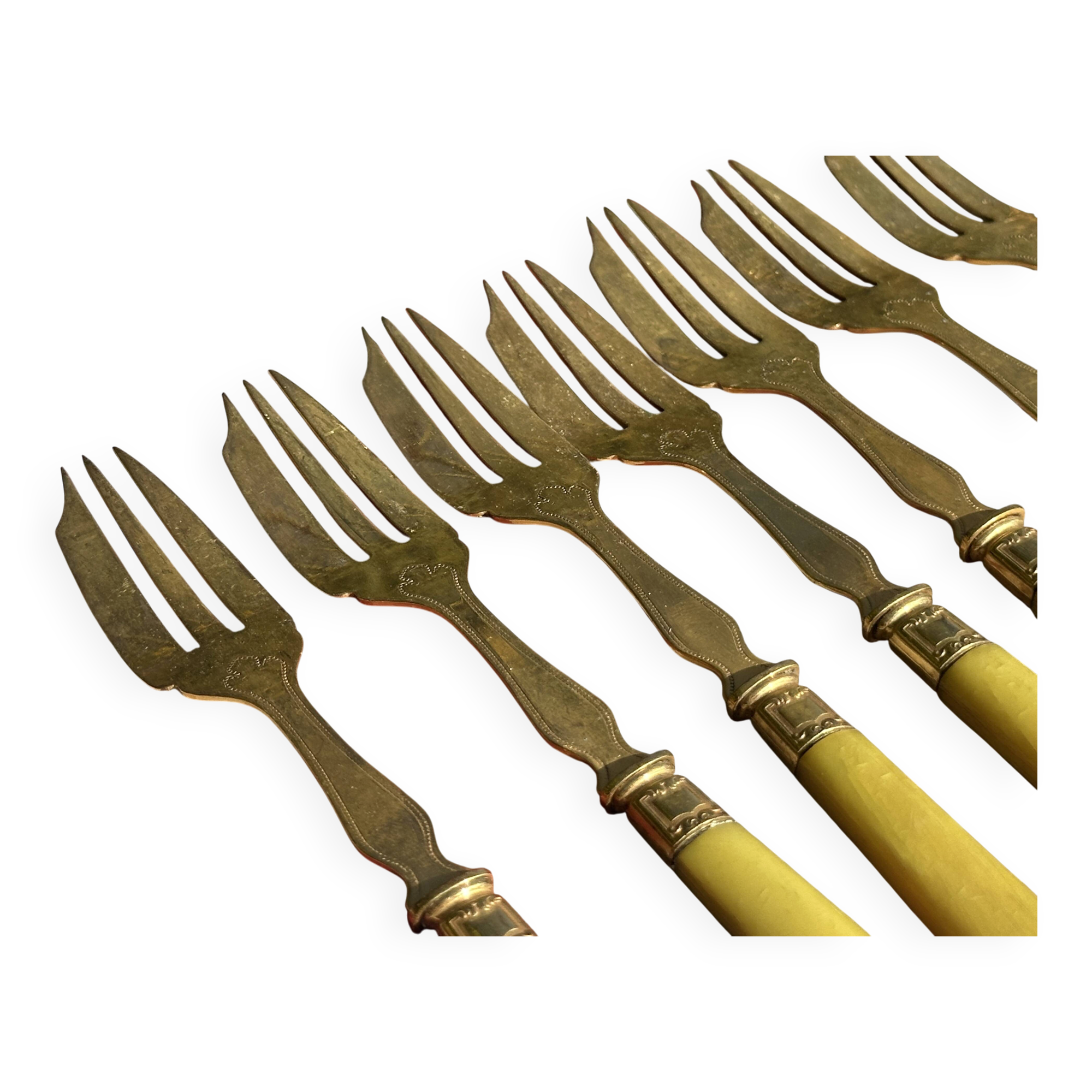Set of 12 Dessert Cutlery - 1930s - Vintage Dessert Forks