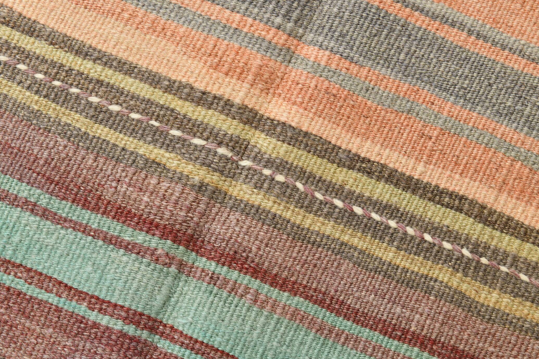 4x7 Pastel Vintage Kilim Rug, 126x210 Cm Anatolian Carpet