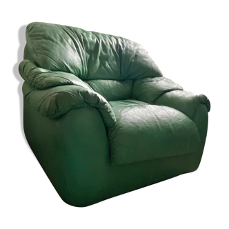 New armchair in vintage green leather