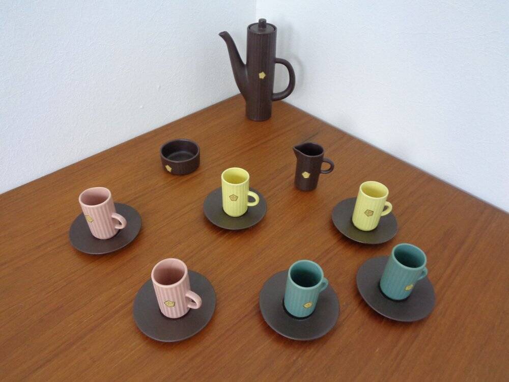 Swedish Syco Mocha Service, 1950s, Set of 15