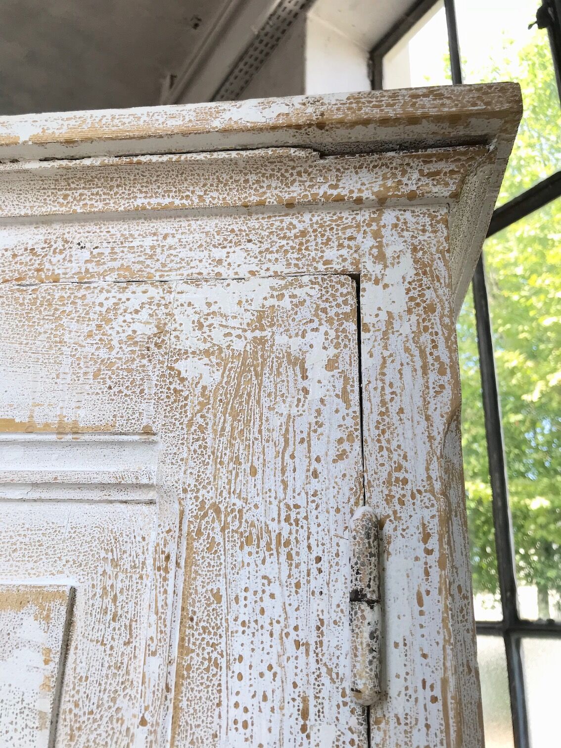Antique wardrobe in patinated pine