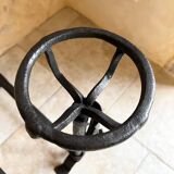 Pair of 18th century wrought iron andirons, log-carrying andirons