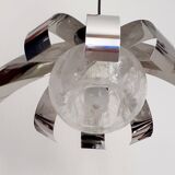 70's chrome metal/glass chandelier
