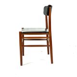 Two dining room chairs in teak and upholstered with black leather of Danish design, 1960s