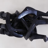 Table pliante art déco sculptée dans une pièce de bois d’ébène, années 1930, Afrique
