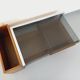Rectangular vintage modernist coffee table with wooden niches, chrome.