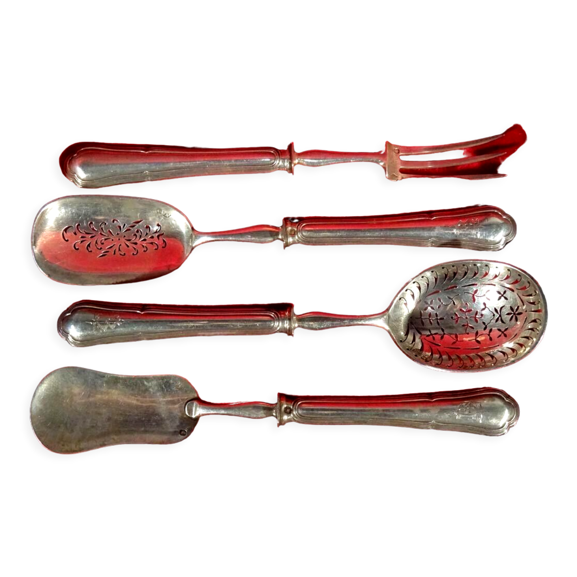 Service of 4 cutlery with silver sweets 201 gr late nineteenth century SB