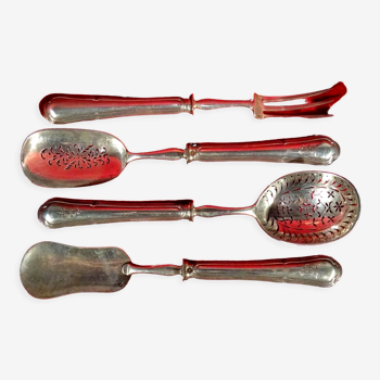 Service of 4 cutlery with silver sweets 201 gr late nineteenth century SB