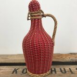 Bottle with rattan weaving and vintage scoubidou