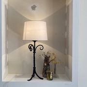 Lampe fer forgé, câble tissu 2M, abat-jour coton