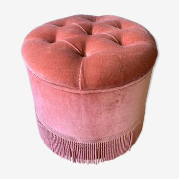 Pink velvet ottoman