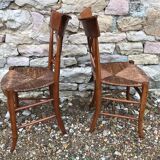 Paire de chaises rustique paillées