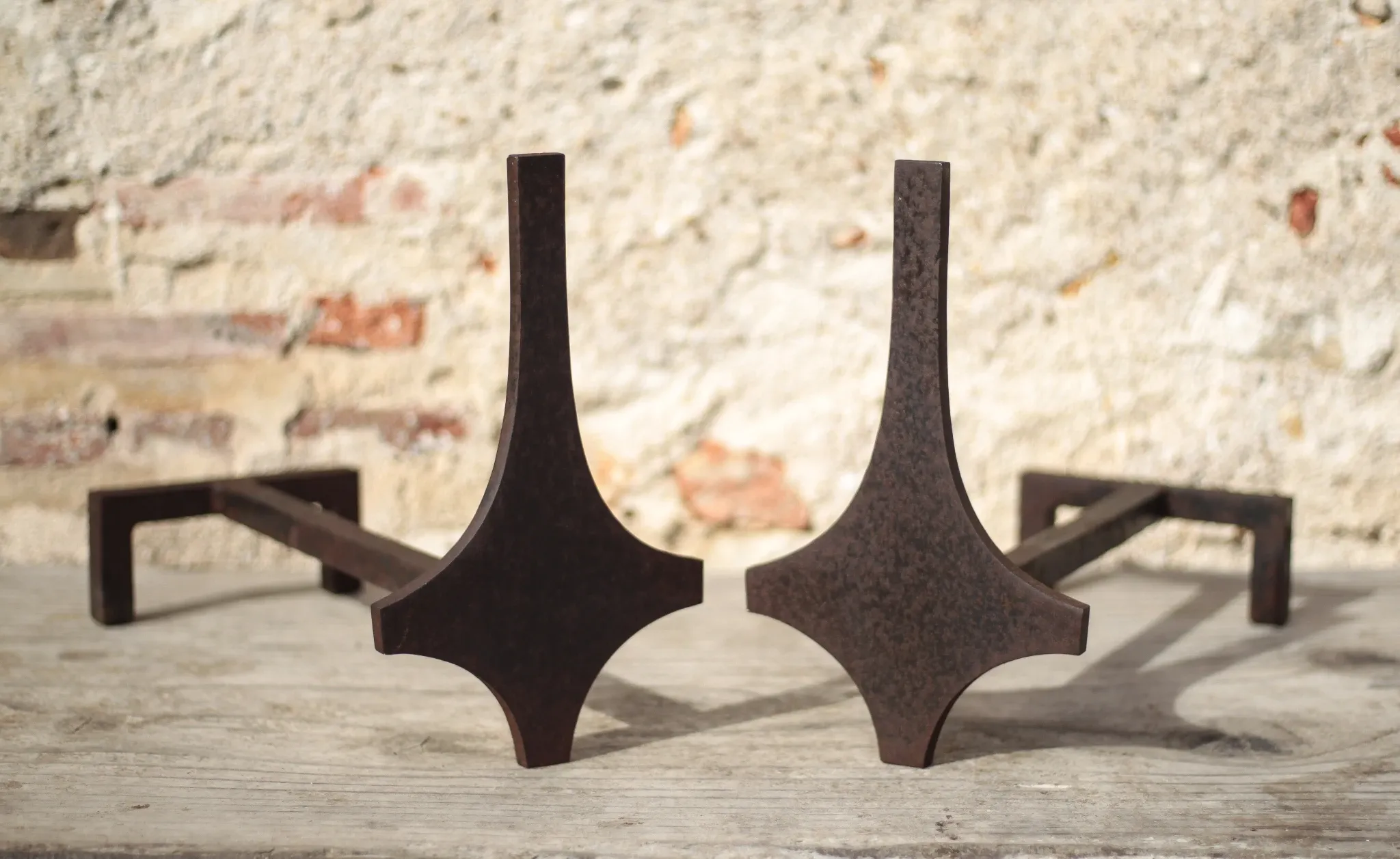 Vintage fireplace grates, wrought iron grates, modernist, brutalist