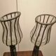 Pair of vintage/retro glass and metal vases