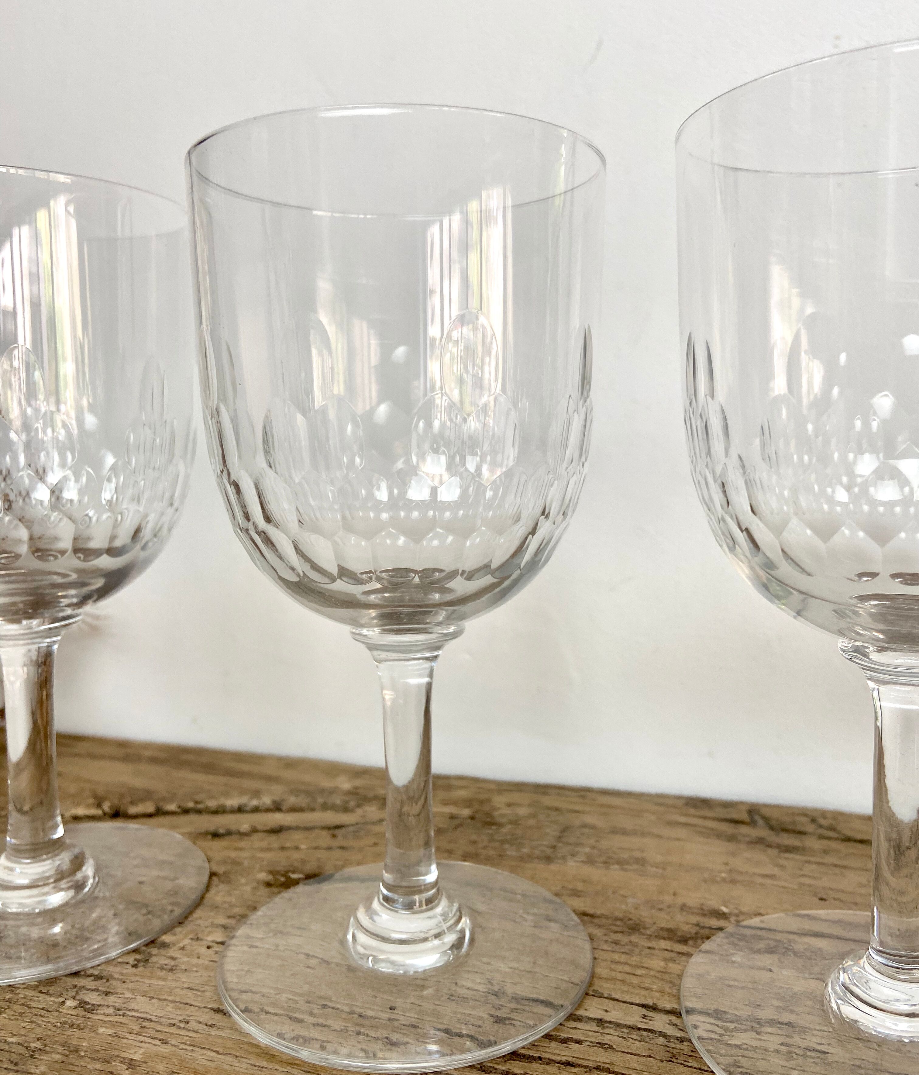 6 vintage cut crystal glasses