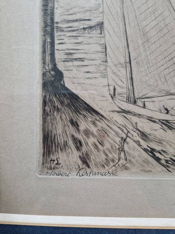 Herbert Lespinasse (1884-1972) - Engraving - The Departure of the Sailing Ship