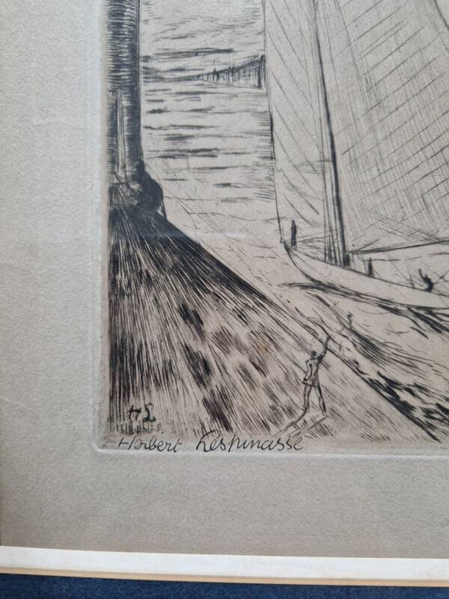 Herbert Lespinasse (1884-1972) - Engraving - The Departure of the Sailing Ship