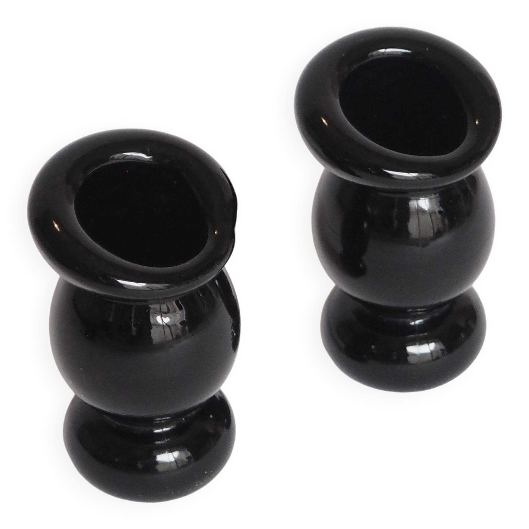 Pair of glass candle holders