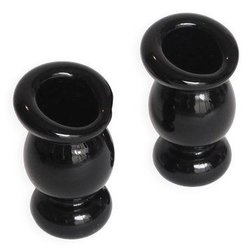 Pair of glass candle holders