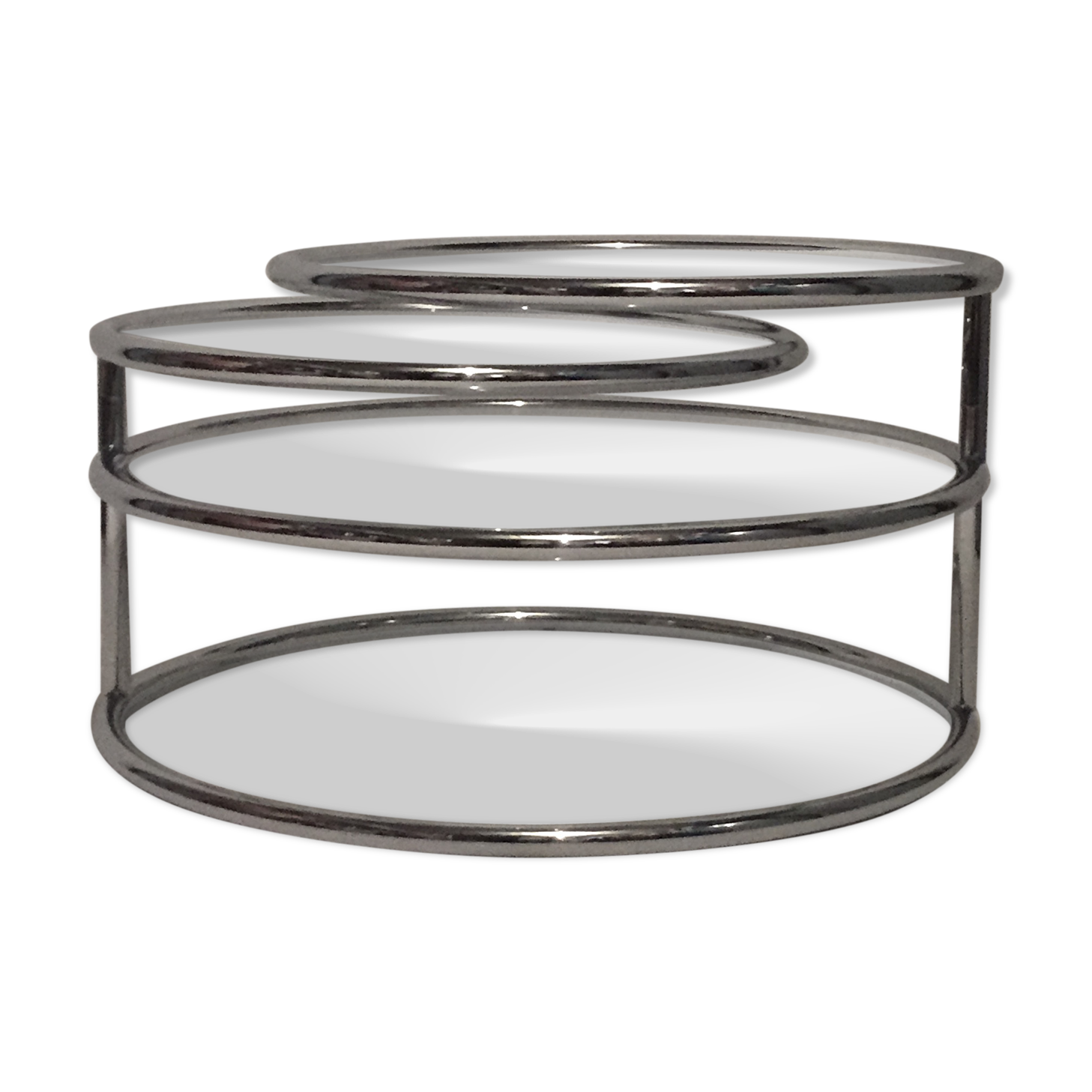 Milo Baughman style coffee table, swivel trays, chrome and glass, 1970s