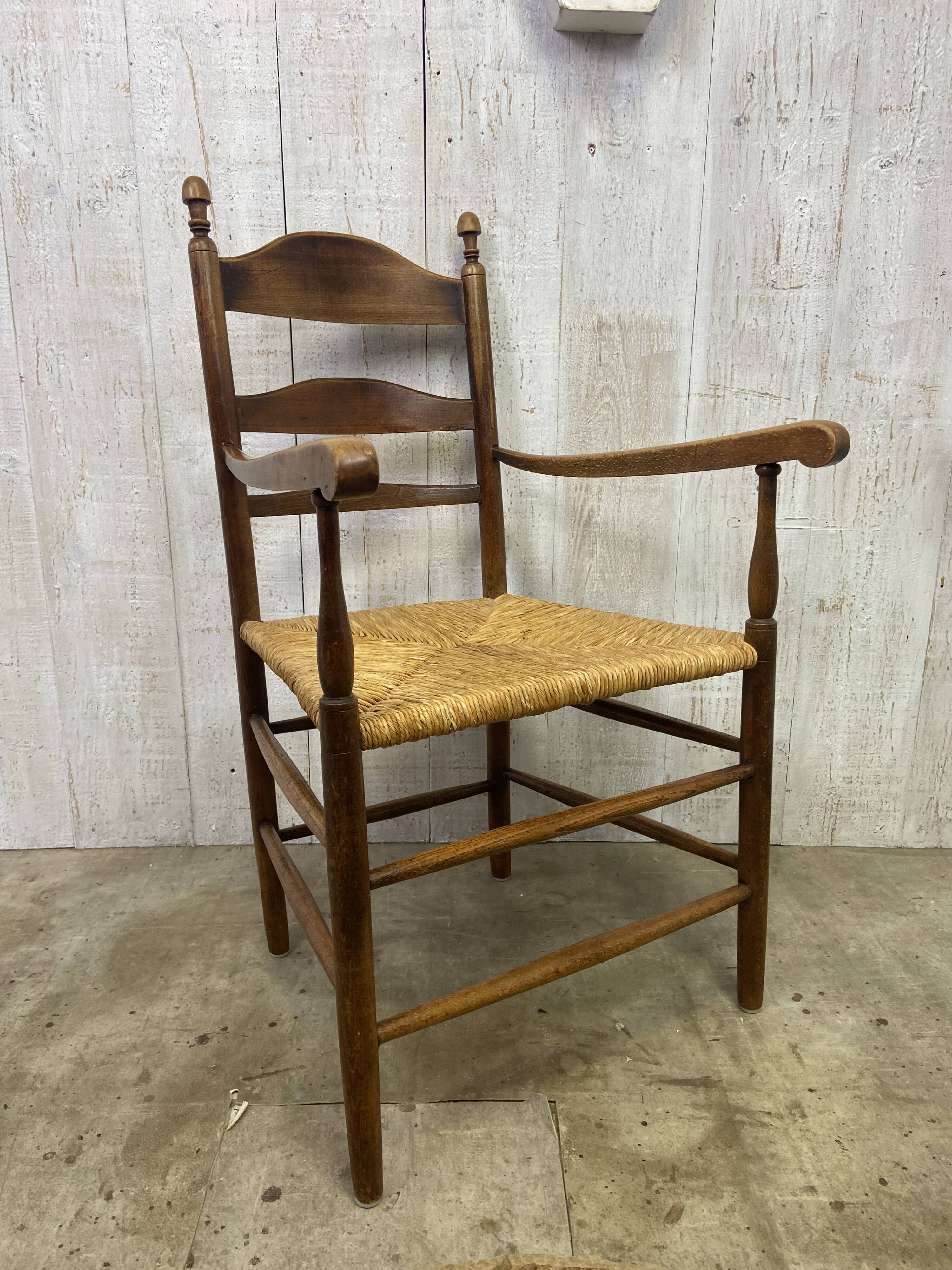 Vintage straw armchair