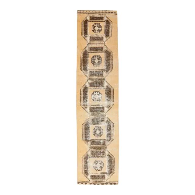 Vintage Orange Turkish Hand-Knotted Runner 80x338
