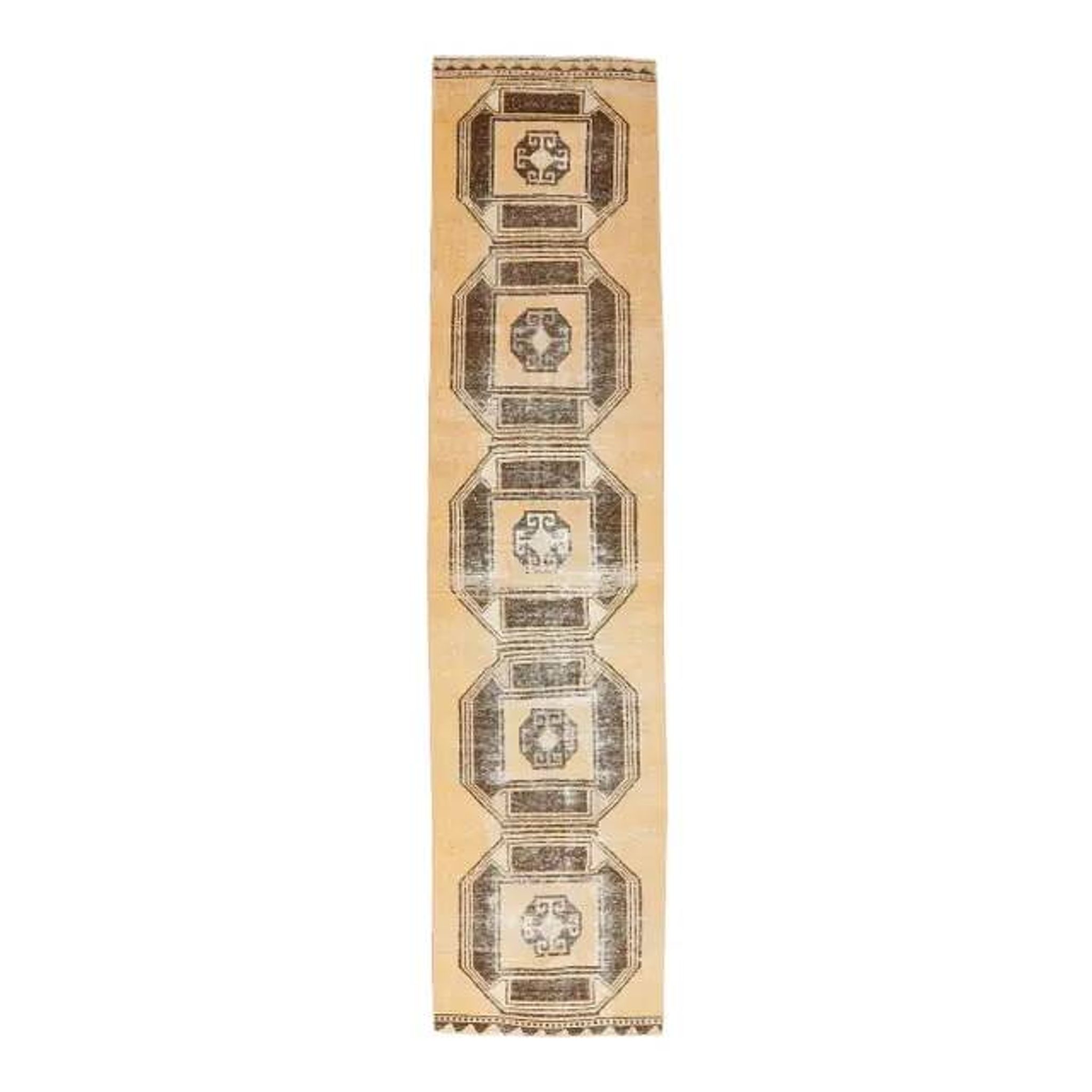 Vintage Orange Turkish Hand-Knotted Runner 80x338