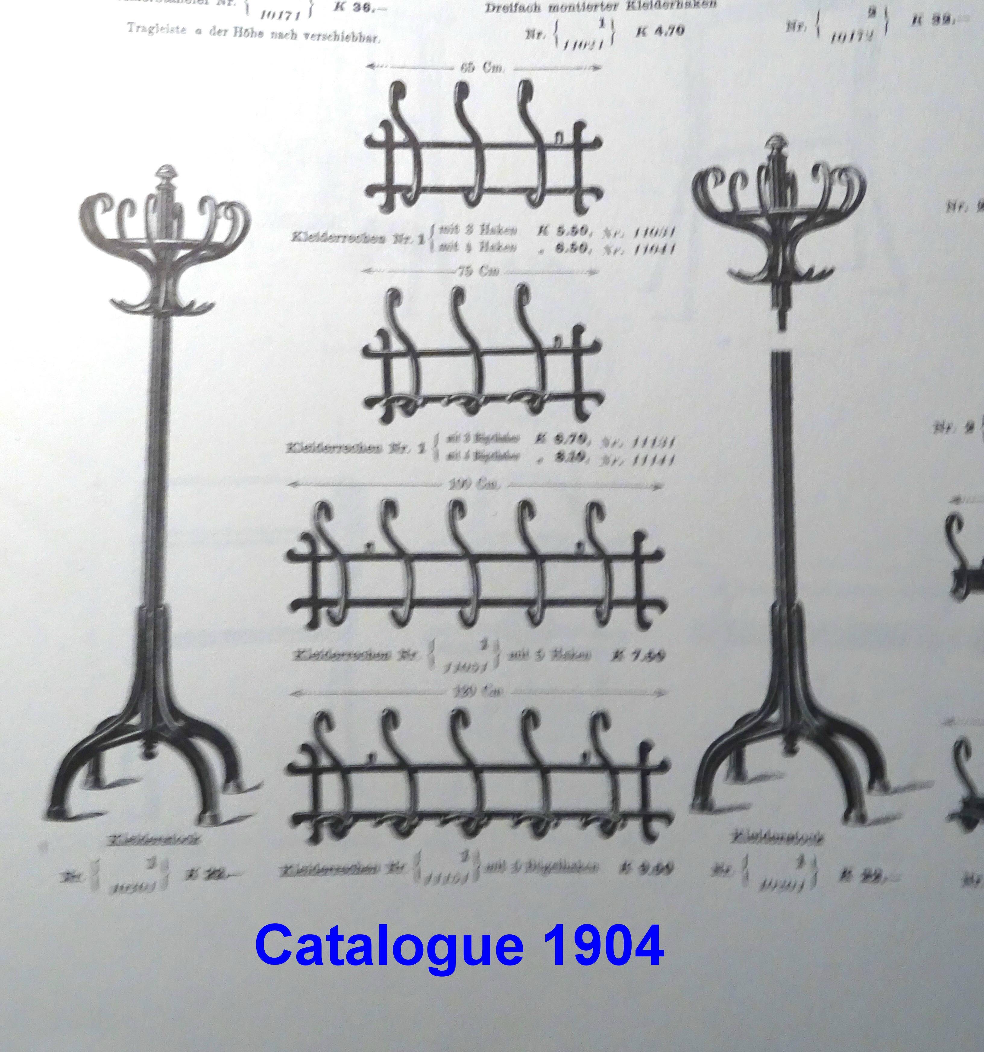 Patère murale de thonet à 5 esses, 1900 ca
