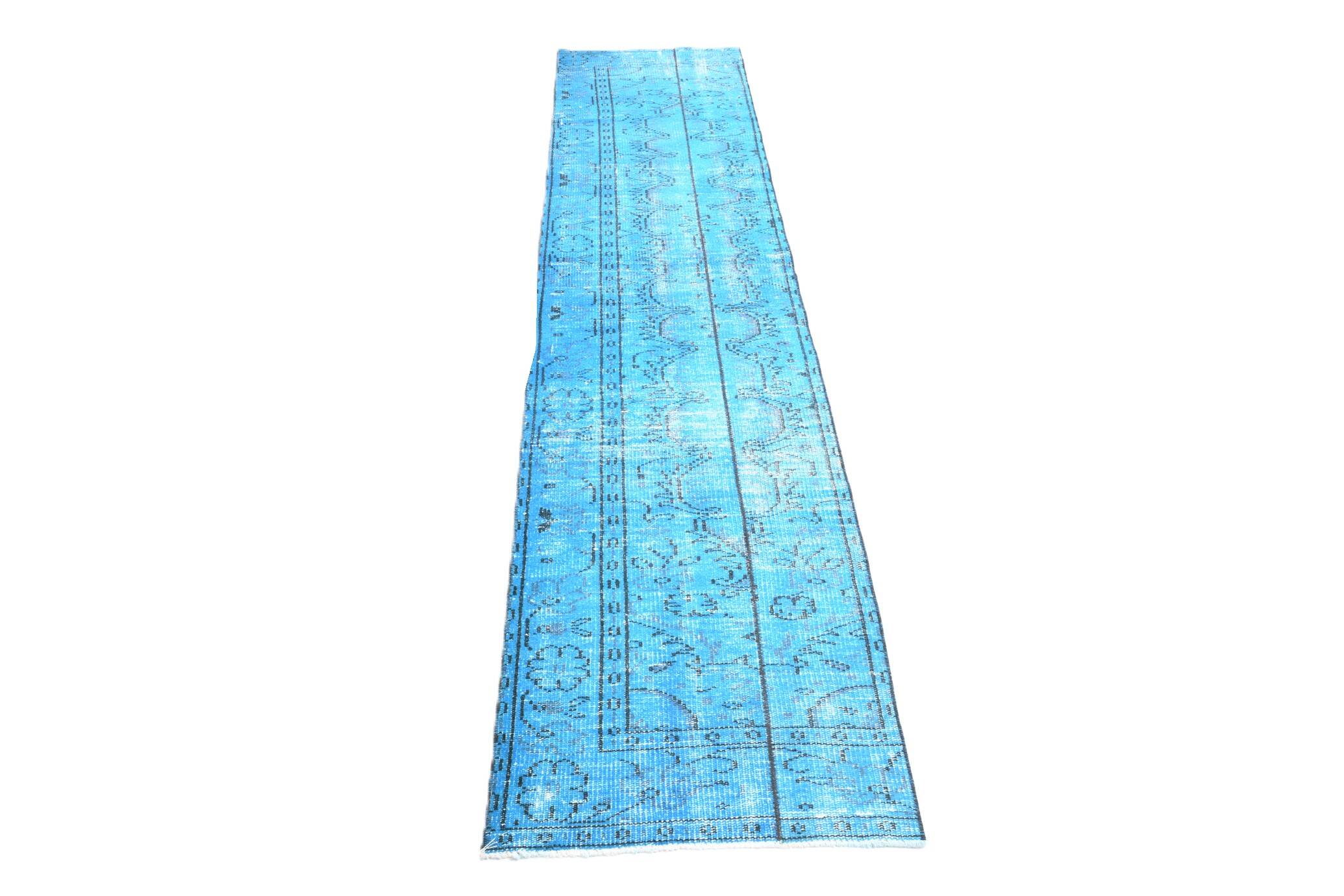 2x9 Vintage Light Blue Kitchen Runner Rug, 65x276Cm