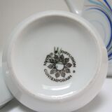 coffee maker and sugar porcelain blue décor design Bareuther 70s
