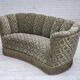 1960s, Danish 2-seater curved sofa, light green furniture velour.