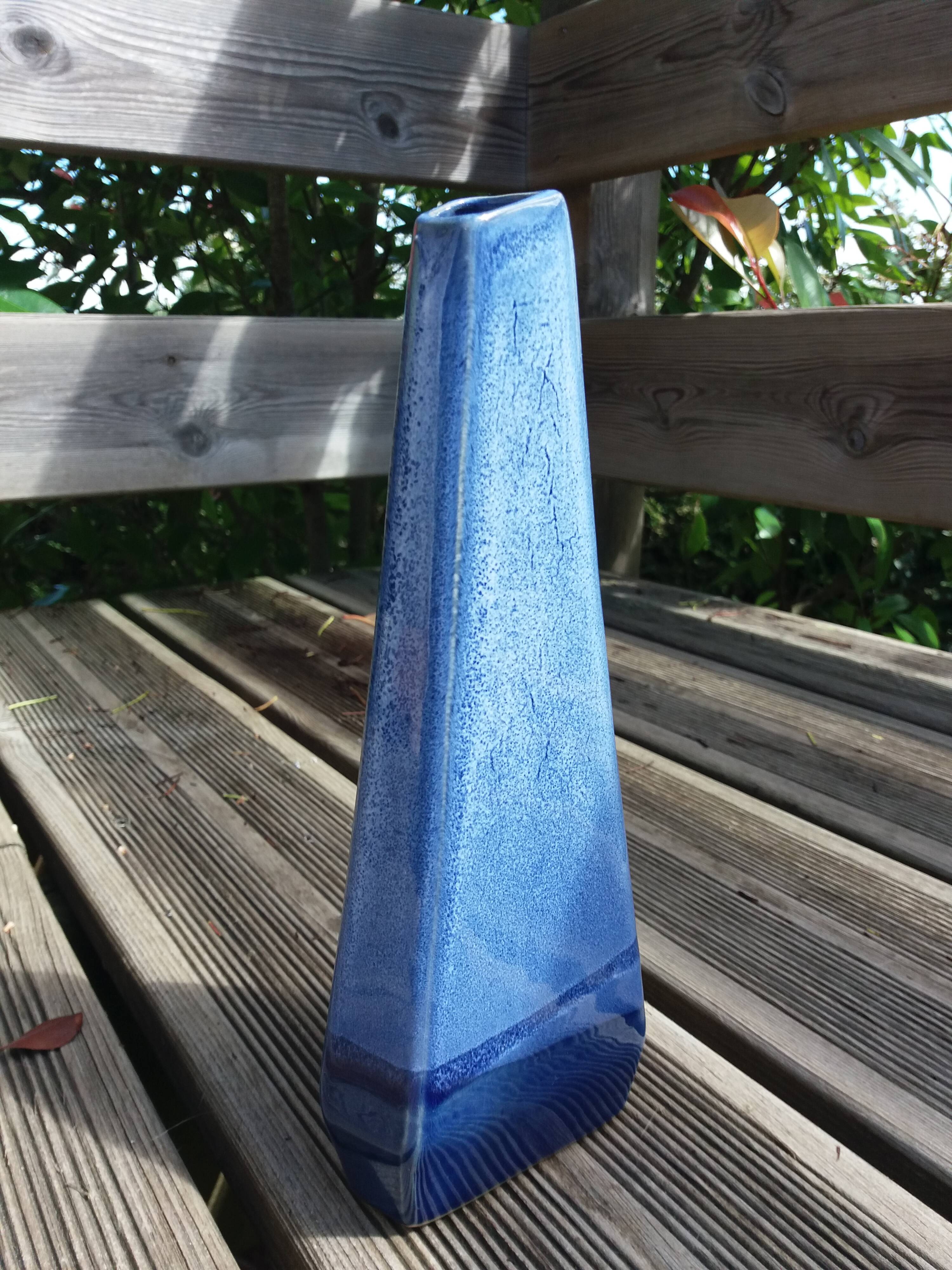 Geometric speckled glazed ceramic vase