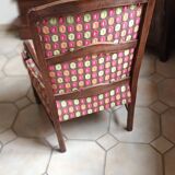 Pair of bergère armchairs with cushioned seat