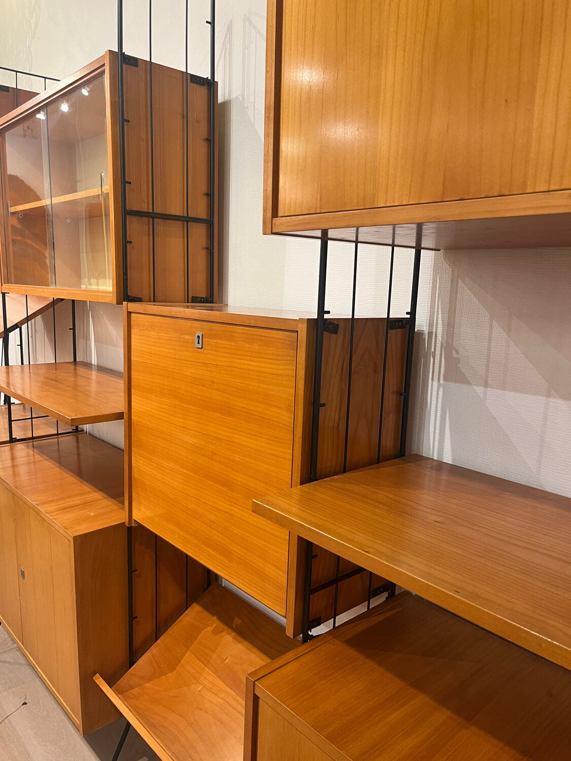 Modular wall unit on a stand by Silverschild Germany, 1950.