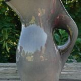 Pichet vase in earthenware of Blois Glazed Color Gray and Bordeaux