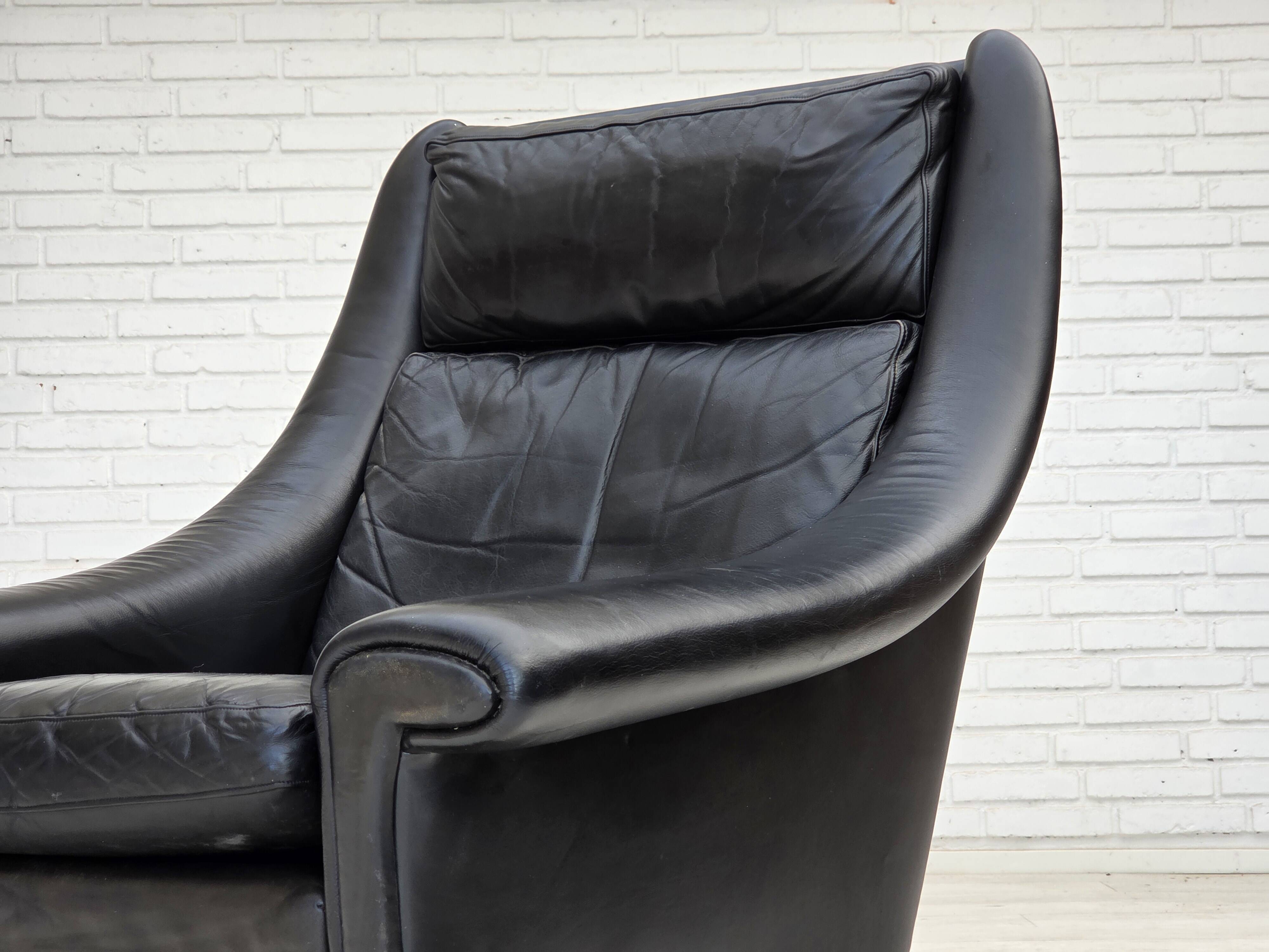 1960s, Danish highback armchair by Aage Christensen, furniture leather.