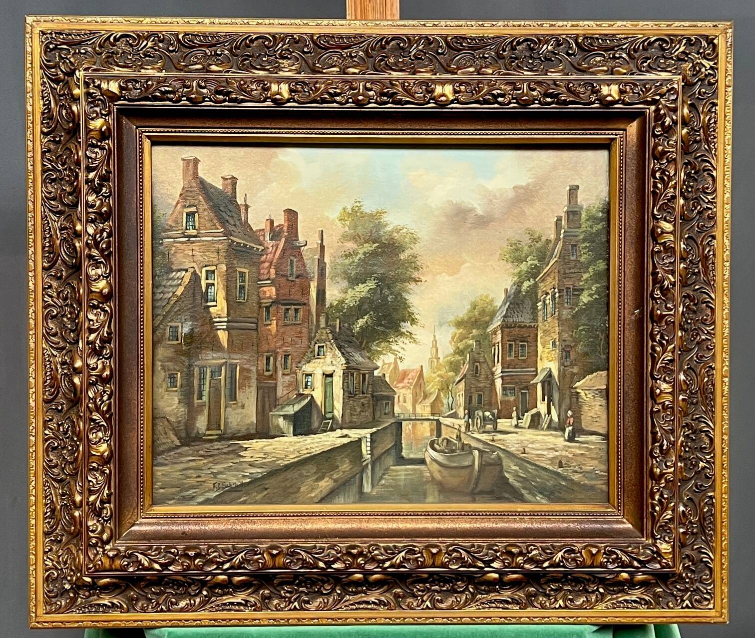 Paysage urbain. Huile sur toile.
