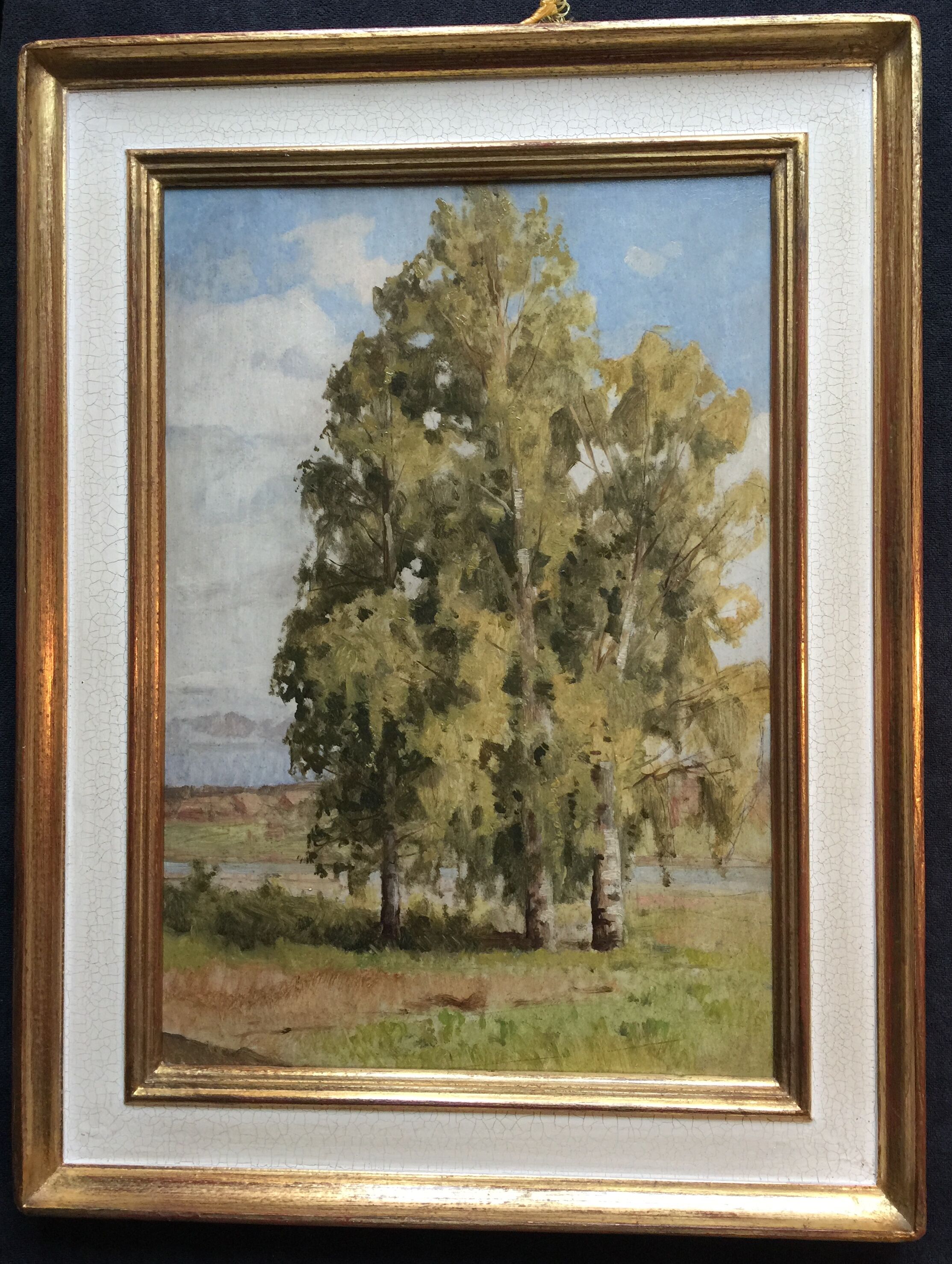 "The Birches" Original oil on wooden panel