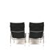 2x Vintage black leather armchair by Strässle HE1106 designed by Hans Eichenberger