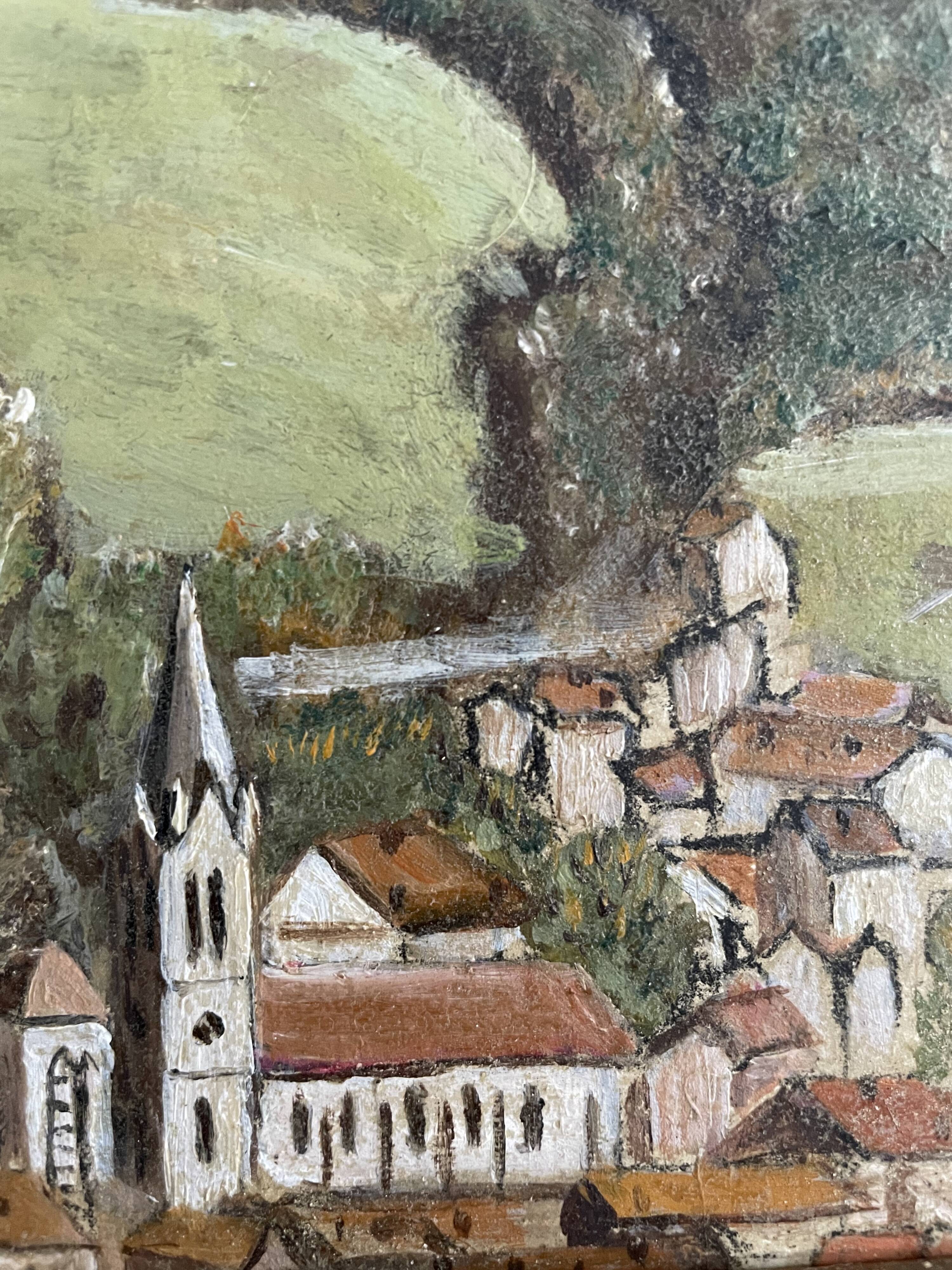 Old painting, mountain landscape signed Billet