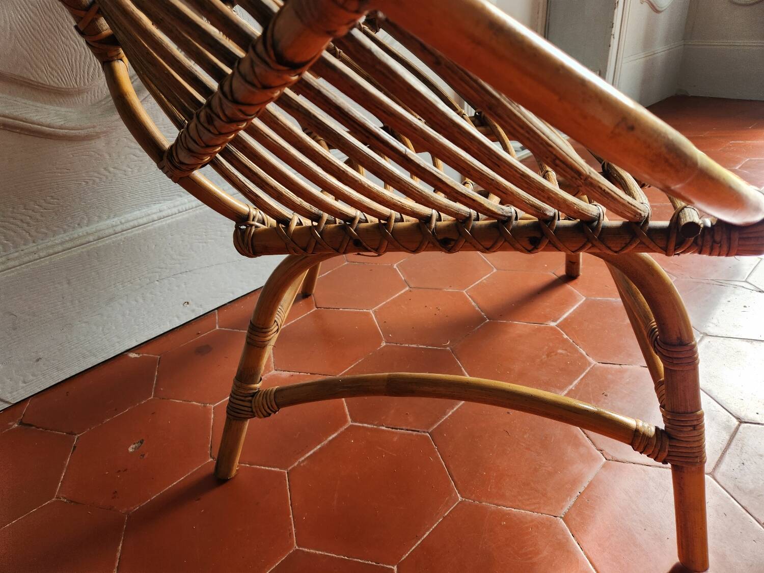 Large rattan armchair from the 70s