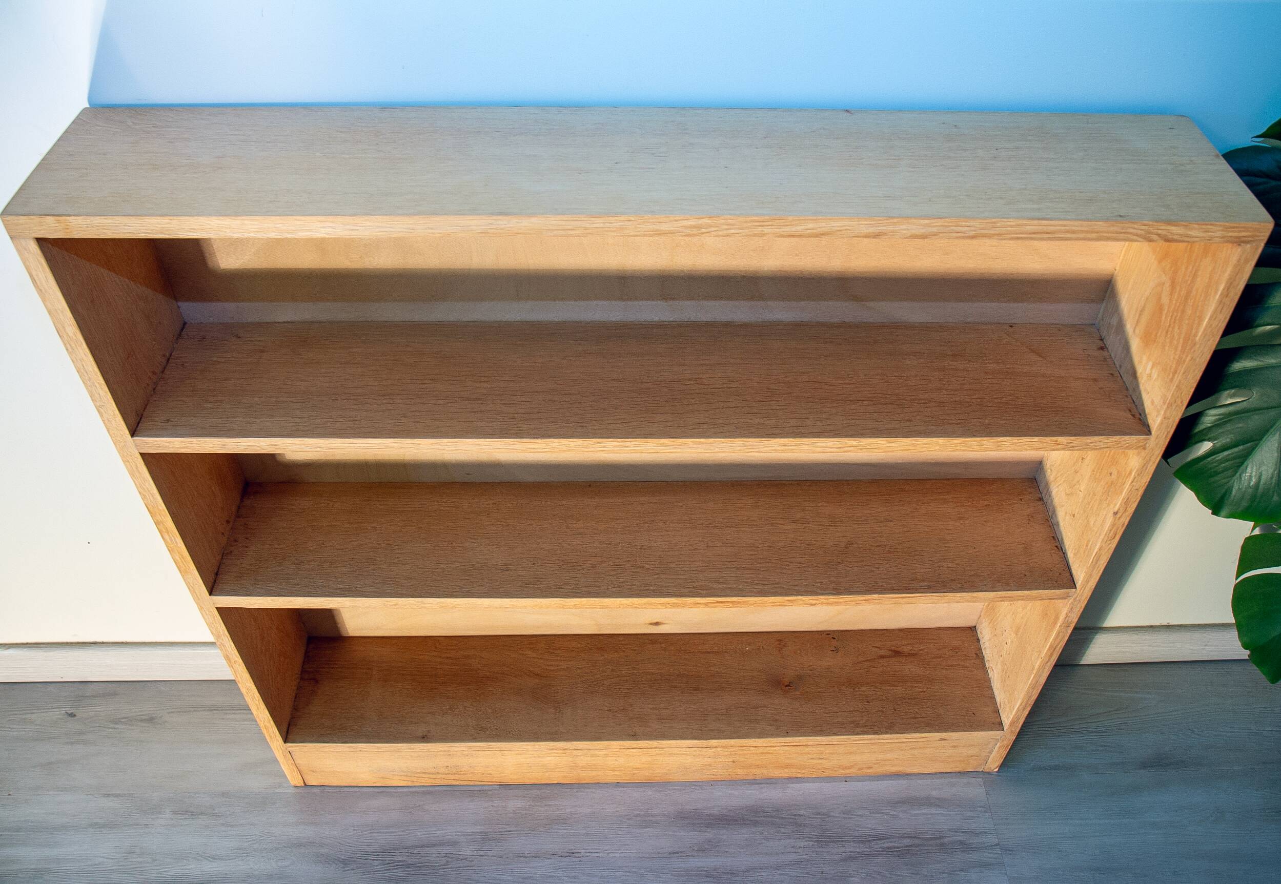 Bookshelf in light, raw solid oak from the 1950s.