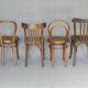 Set of 4 mismatched bistro chairs, from 1910 to 1935