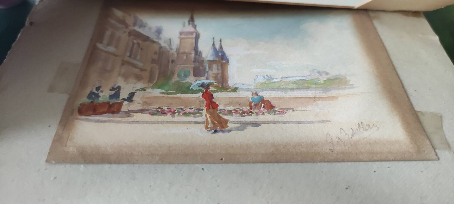 Watercolor Gustave François Lasellaz 19th century
