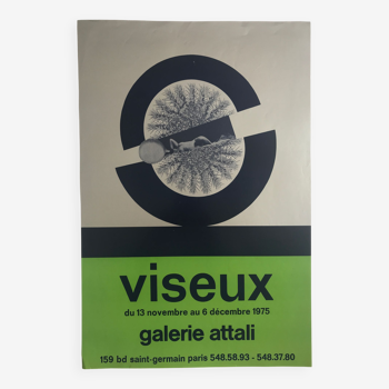 Affiche originale argentée de Claude VISEUX, Galerie Attali, 1975