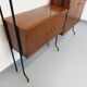 Vintage Italian double modular shelving unit in wood and metal