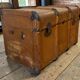 Brown wooden XL vintage chest / trunk / side table