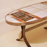 Oval coffee table in ceramic and metal – 1970s