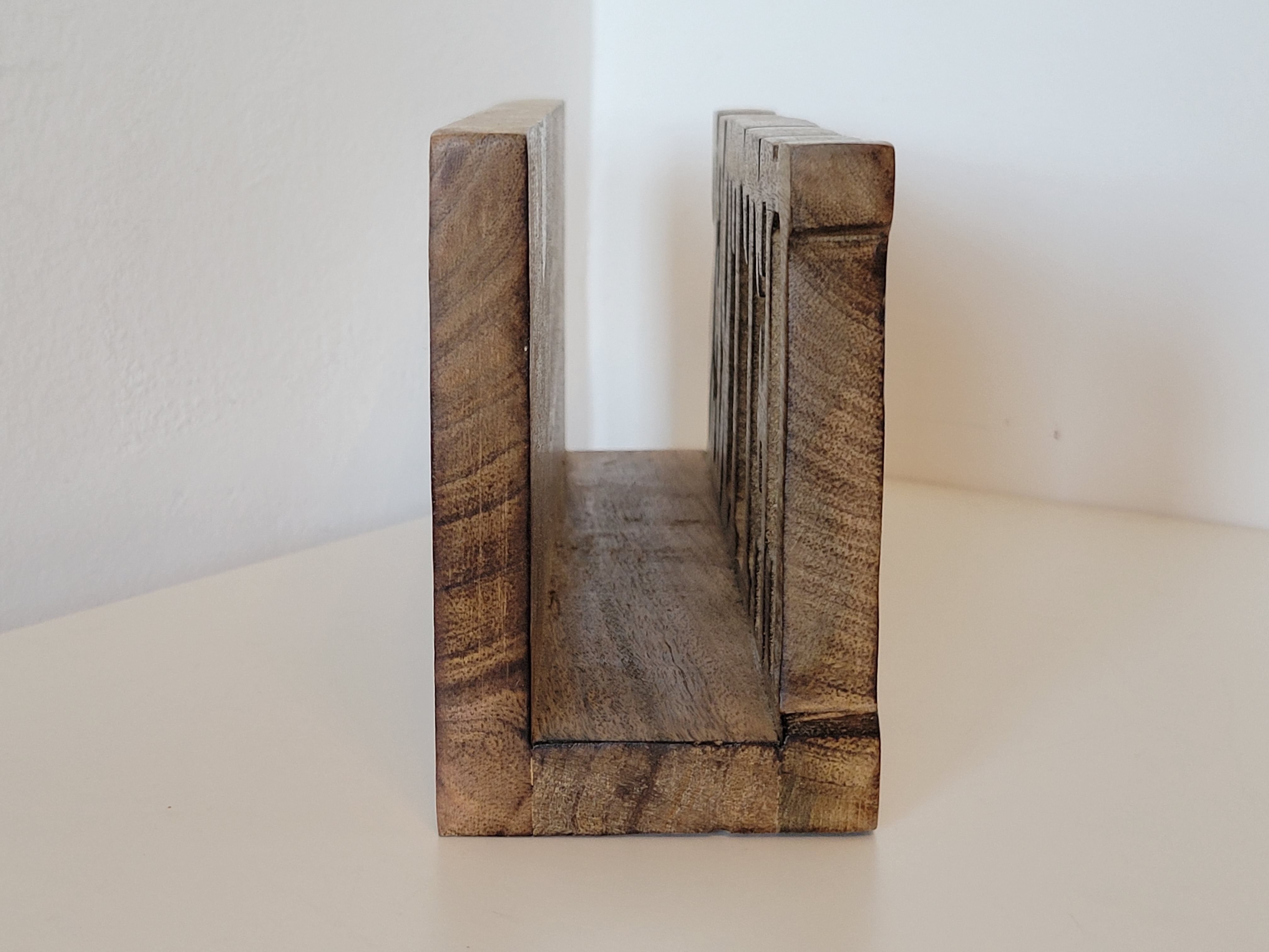 Mail rack carved wooden letter holder LETTERS